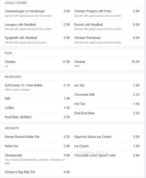 Italian Villa Restaurant - Hornell, NY menu_pic