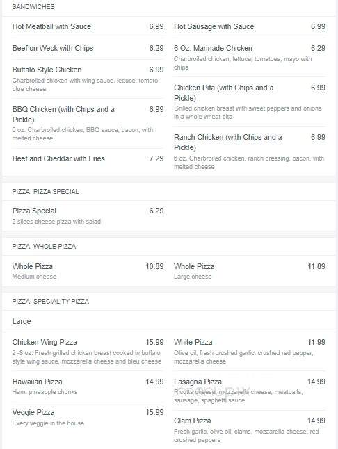 Italian Villa Restaurant - Hornell, NY menu_pic