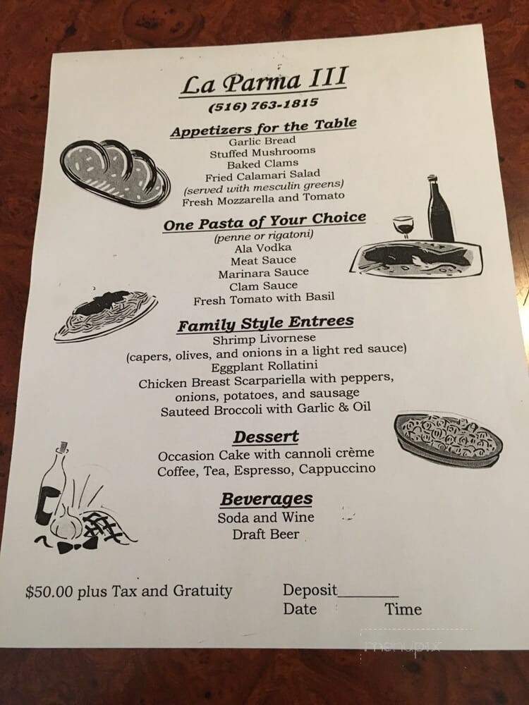 La Parma III Italian Restaurant - Oceanside, NY menu_pic