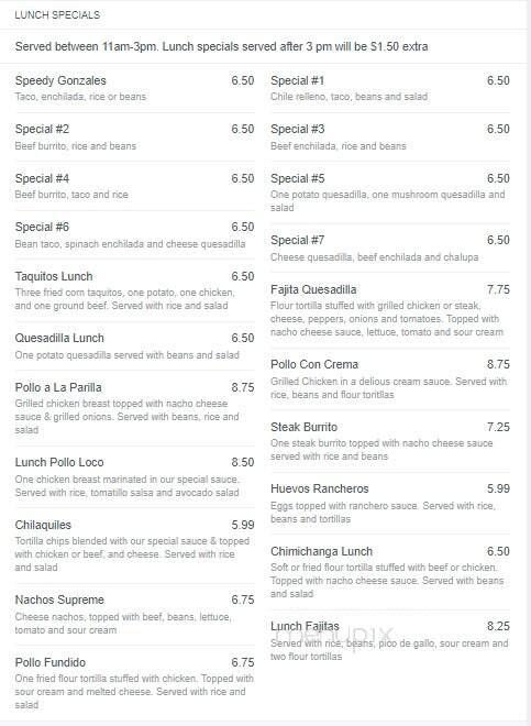 La Chalupa - Lancaster, SC menu_pic