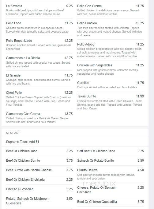 La Chalupa - Lancaster, SC menu_pic