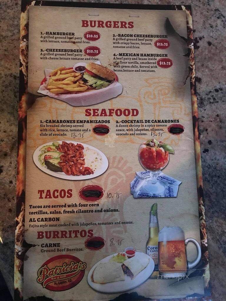 Patricia's Sports Bar & Grill - Fort Lupton, CO menu_pic