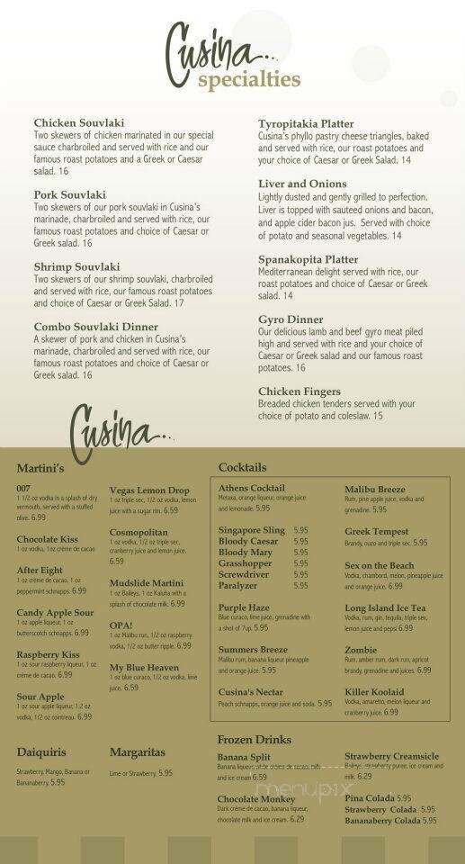 Cusina Mediterranean Bistro - Guelph, ON menu_pic