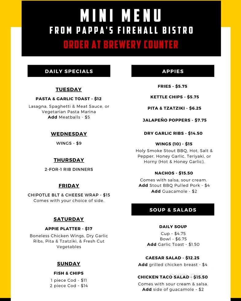 Firehall Brewery - Oliver, BC menu_pic