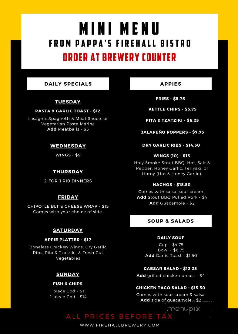 Firehall Brewery - Oliver, BC menu_pic