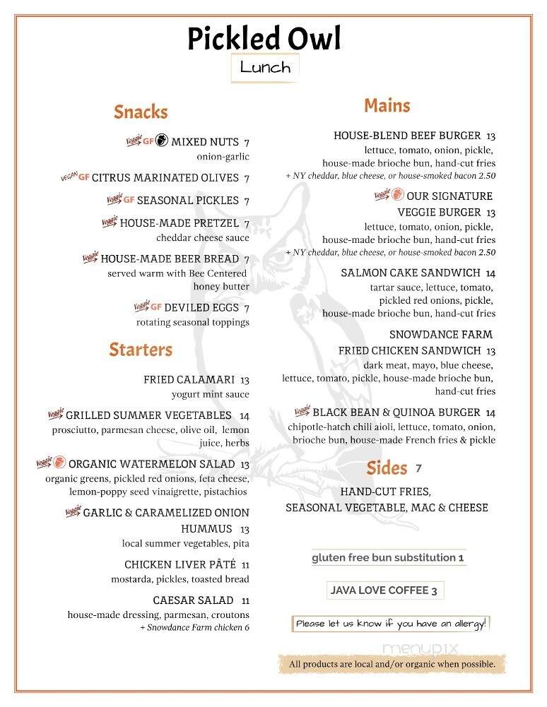 The Pickled Owl - Hurleyville, NY menu_pic