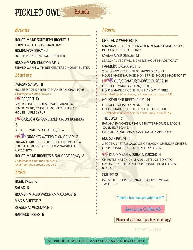 The Pickled Owl - Hurleyville, NY menu_pic
