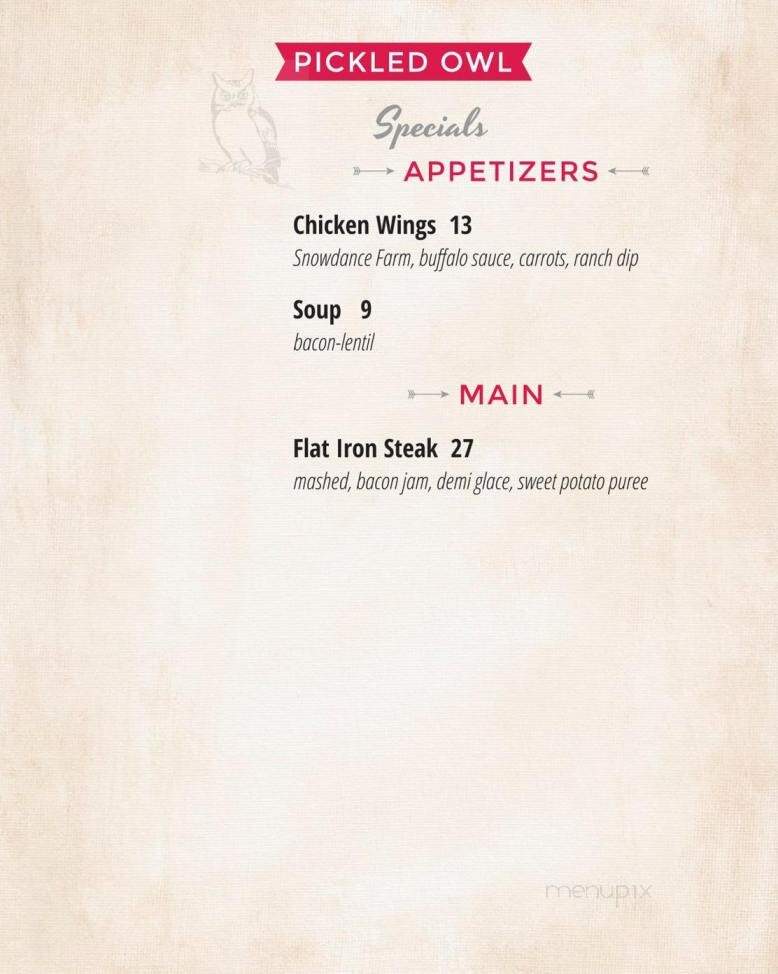The Pickled Owl - Hurleyville, NY menu_pic