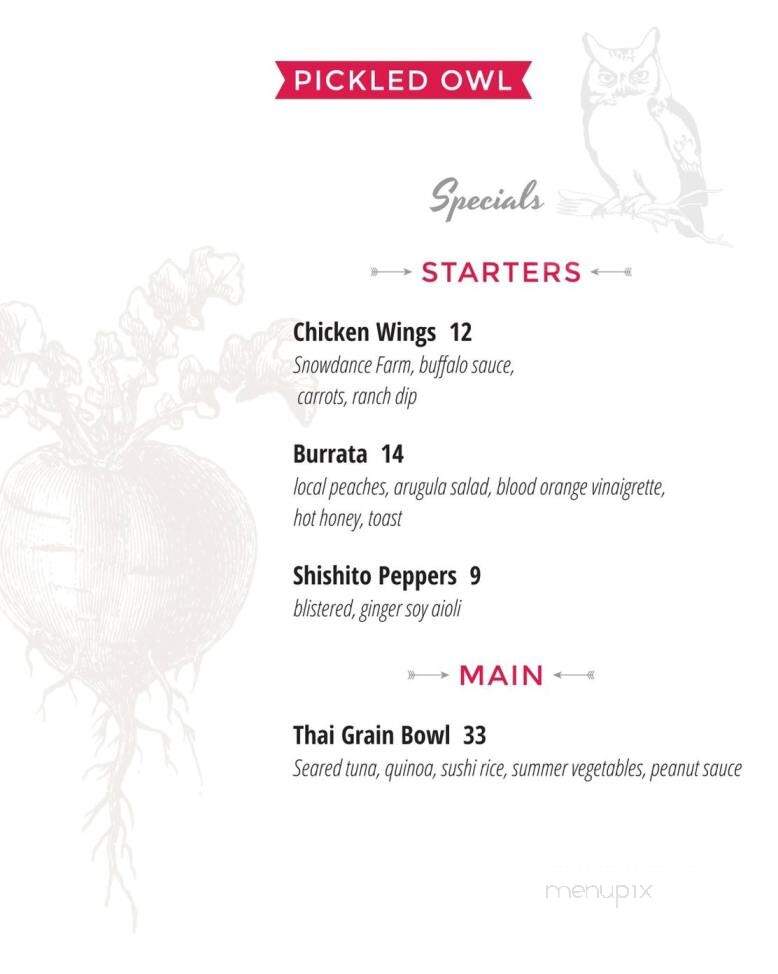 The Pickled Owl - Hurleyville, NY menu_pic