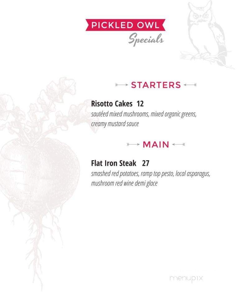 The Pickled Owl - Hurleyville, NY menu_pic