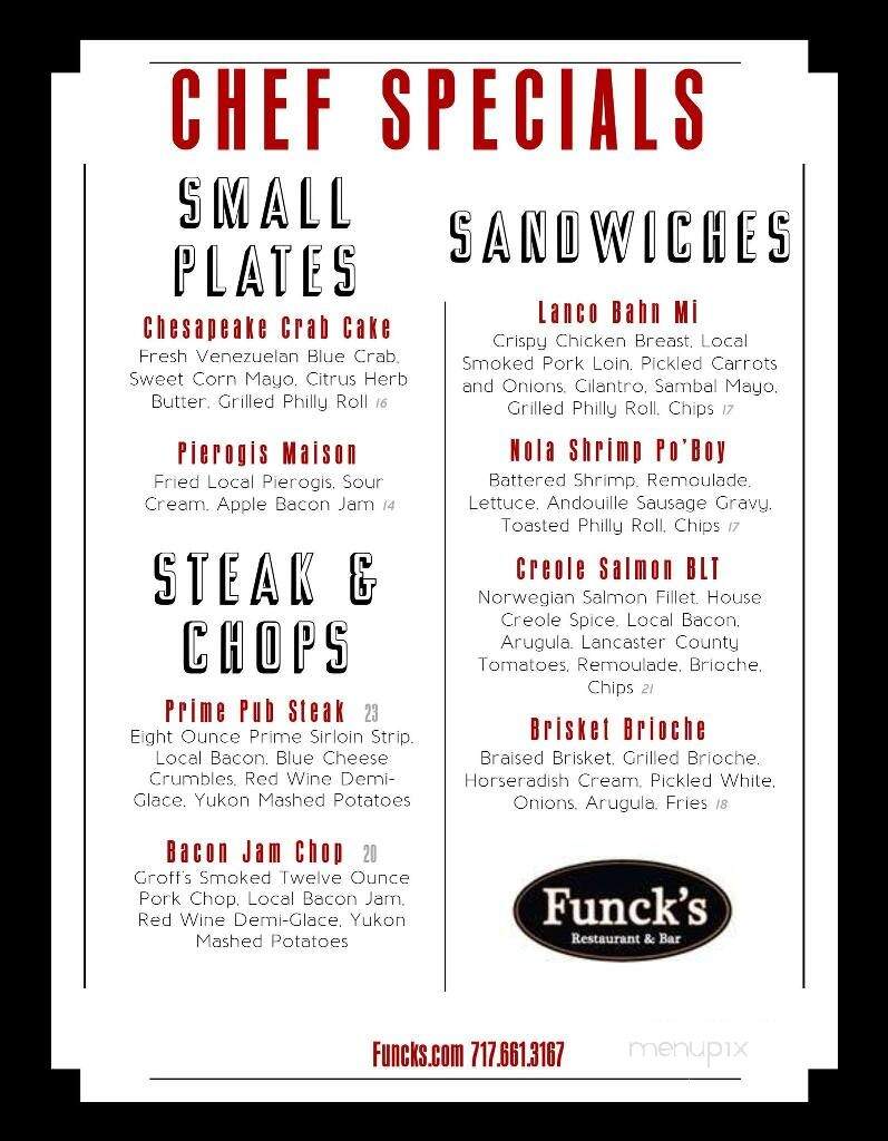 Funck's - Leola, PA menu_pic