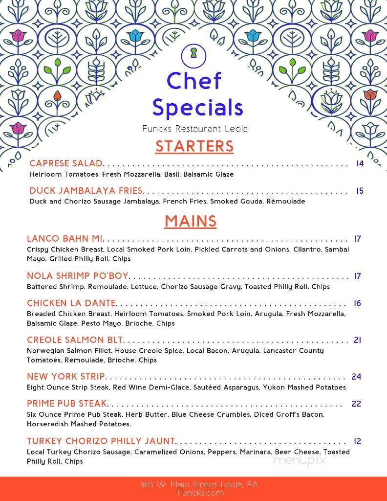 Funck's - Leola, PA menu_pic