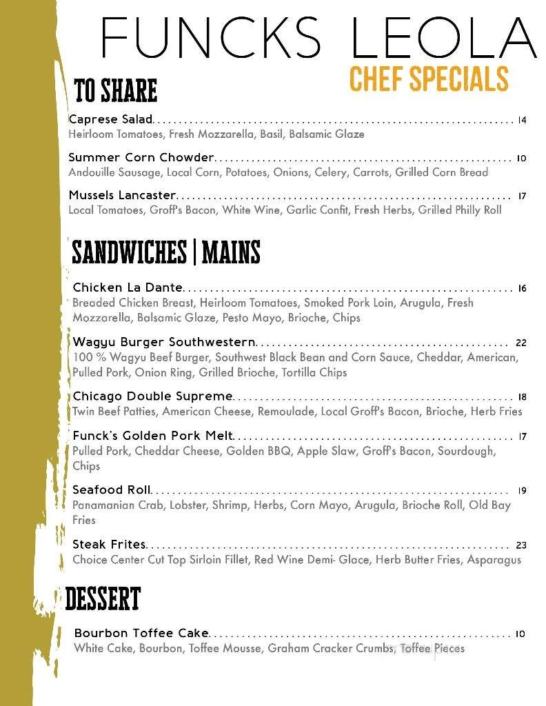 Funck's - Leola, PA menu_pic