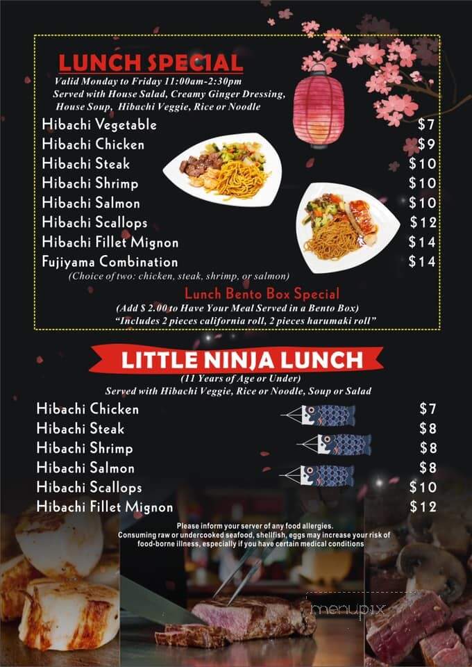 Fujiyama Japanese Steakhouse - Danville, IL menu_pic