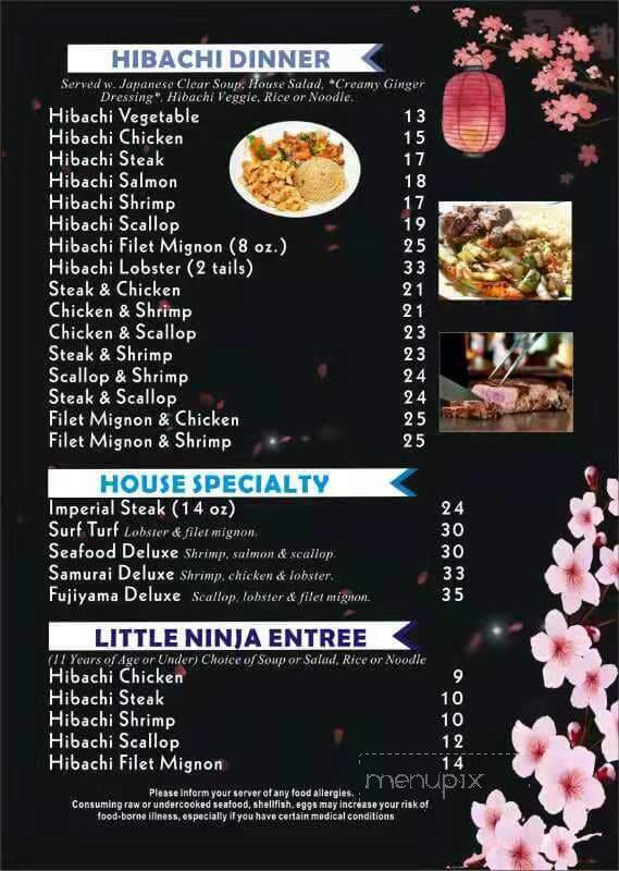 Fujiyama Japanese Steakhouse - Danville, IL menu_pic