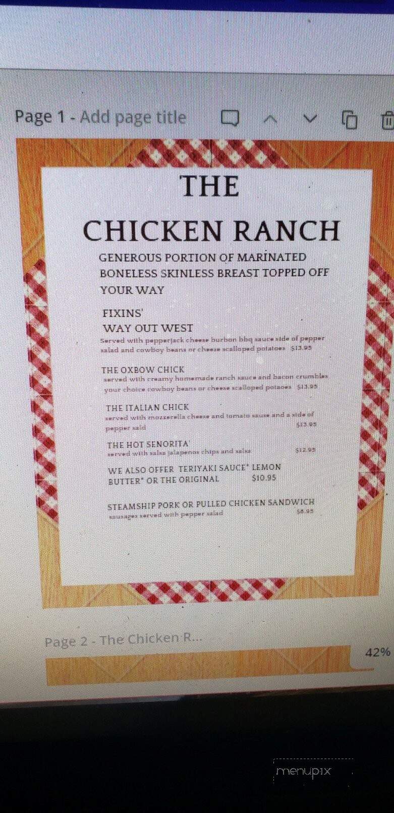 The Oxbow Saloon - Payson, AZ menu_pic