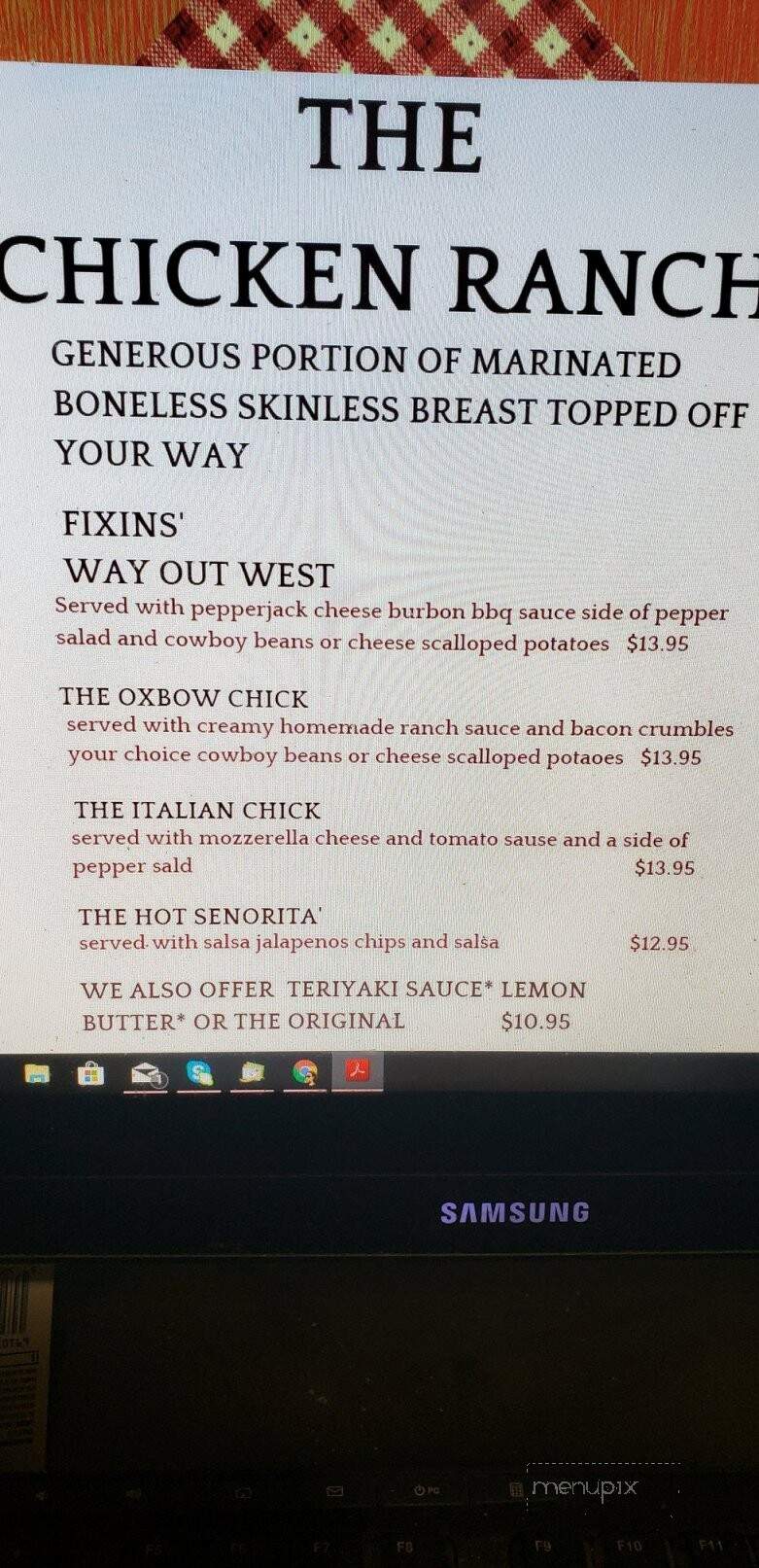 The Oxbow Saloon - Payson, AZ menu_pic
