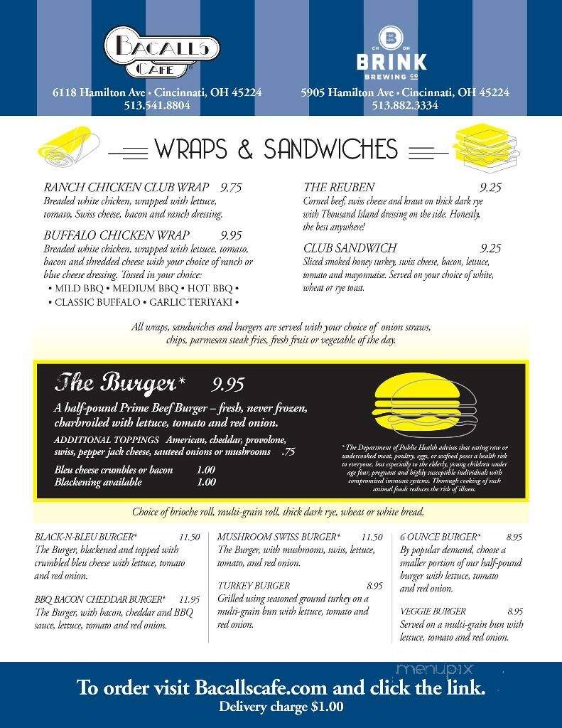Brink Brewing - Cincinnati, OH menu_pic