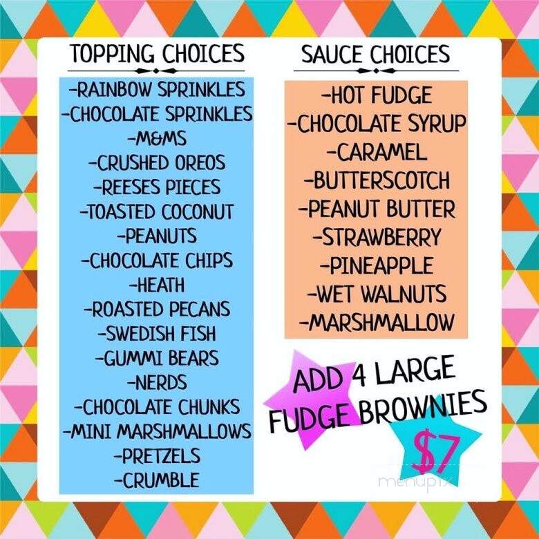 Gilbert's Ice Cream - Pawleys Island, SC menu_pic