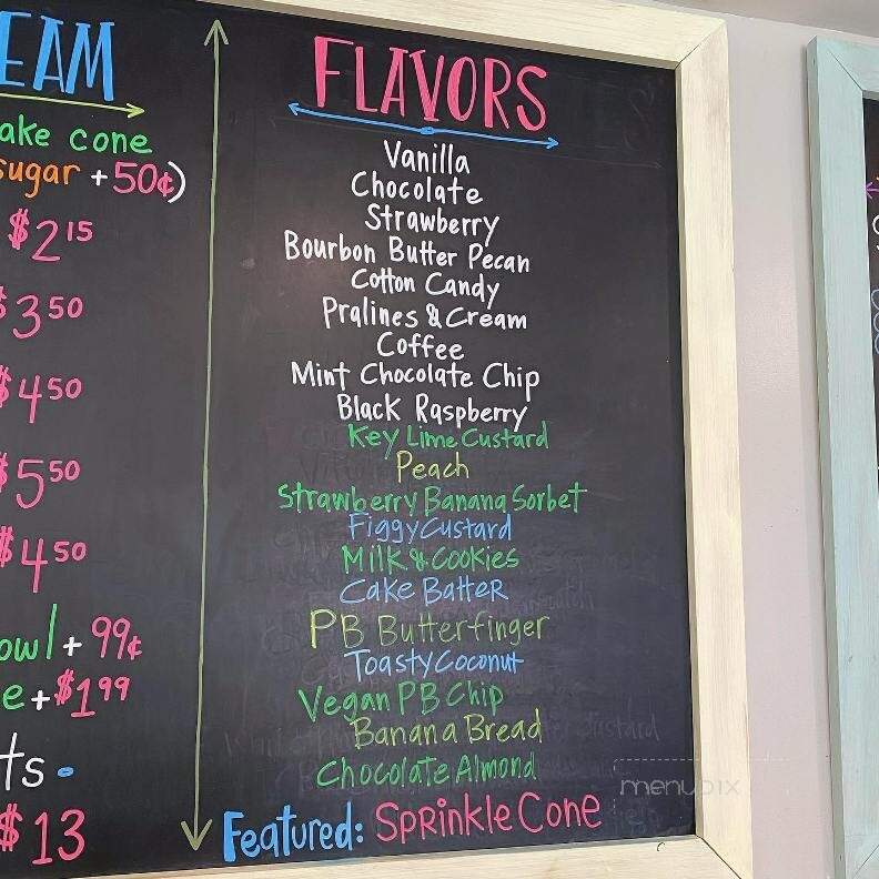 Gilbert's Ice Cream - Pawleys Island, SC menu_pic