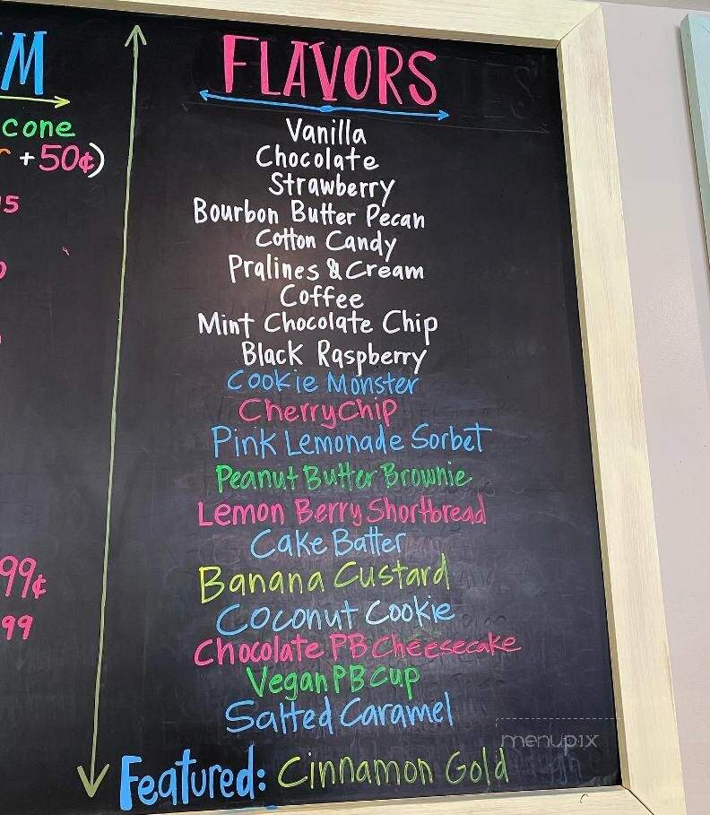 Gilbert's Ice Cream - Pawleys Island, SC menu_pic