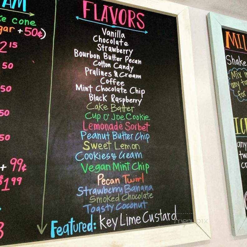 Gilbert's Ice Cream - Pawleys Island, SC menu_pic
