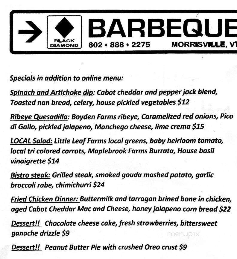 Black Diamond Barbeque Catering - Morristown, VT menu_pic
