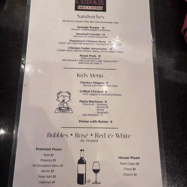 Cedar Craft & Kitchen - Glenolden, PA menu_pic