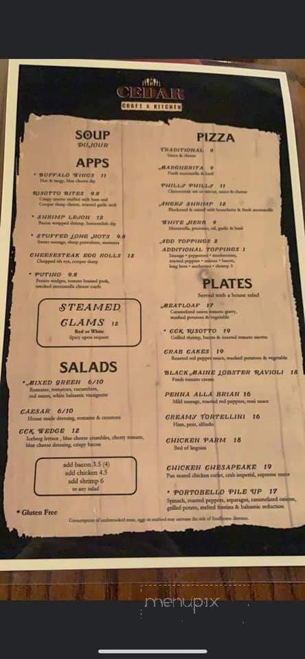 Cedar Craft & Kitchen - Glenolden, PA menu_pic