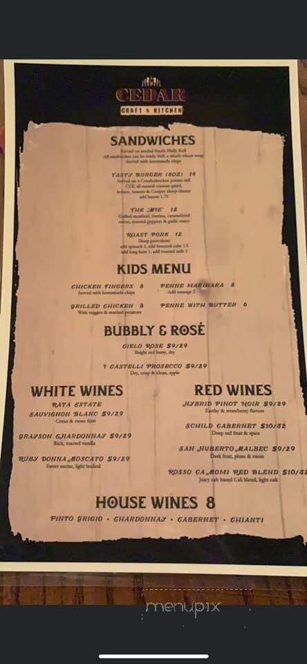 Cedar Craft & Kitchen - Glenolden, PA menu_pic