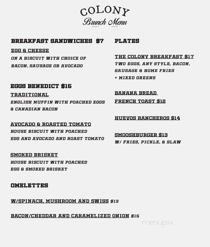 Colony Woodstock - Woodstock, NY menu_pic