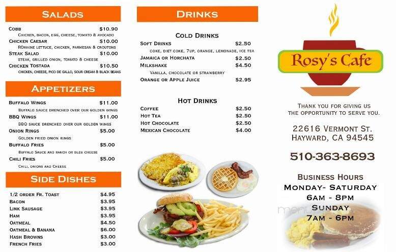Rosy's Cafe - Hayward, CA menu_pic