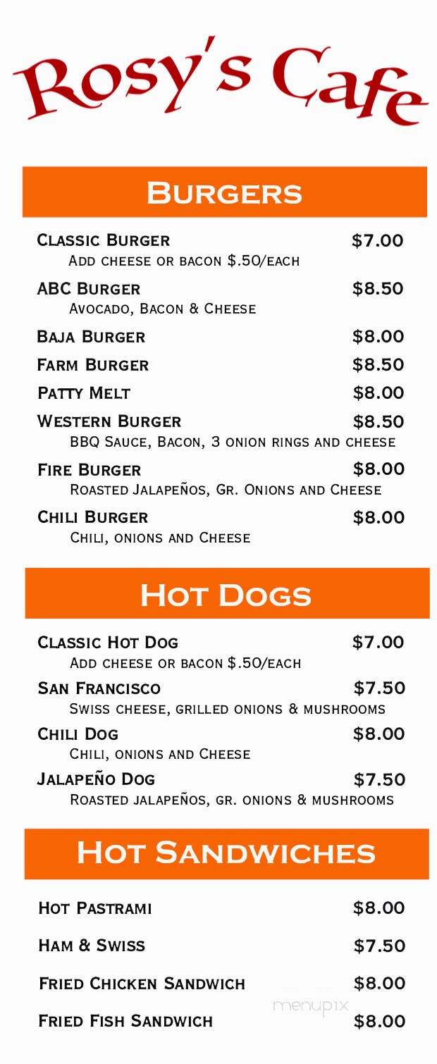 Rosy's Cafe - Hayward, CA menu_pic