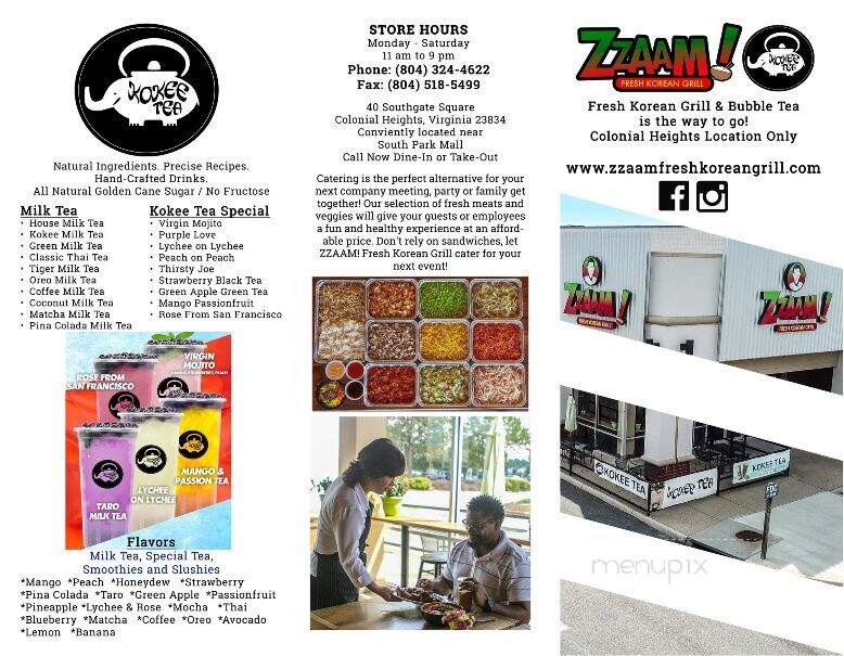 ZZAAM Fresh Korean Grill - Colonial Heights, VA menu_pic