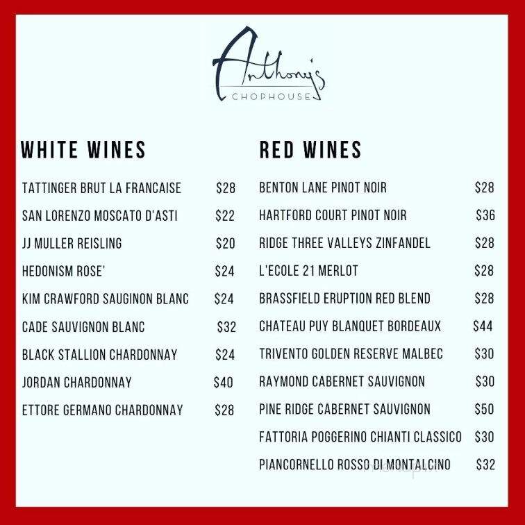 Anthony's Chophouse - Carmel, IN menu_pic
