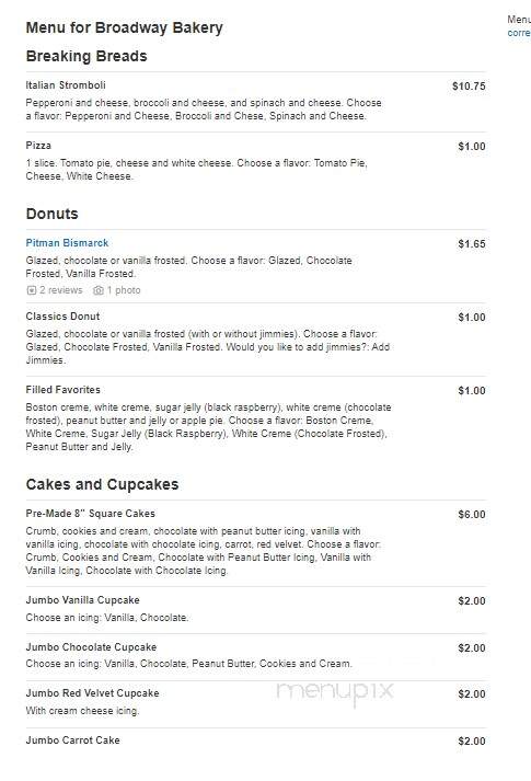 Broadway Bakery - Pitman, NJ menu_pic