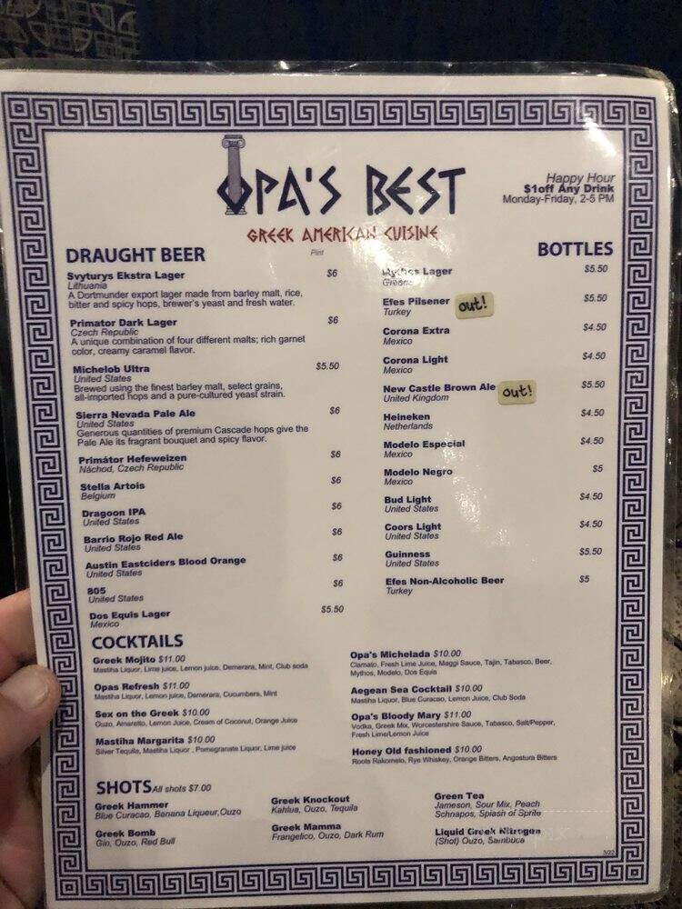 Opa's Best Greek American Cuisine - Tucson, AZ menu_pic
