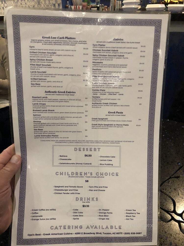 Opa's Best Greek American Cuisine - Tucson, AZ menu_pic