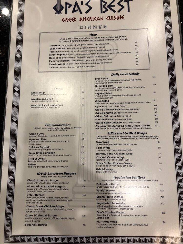 Opa's Best Greek American Cuisine - Tucson, AZ menu_pic