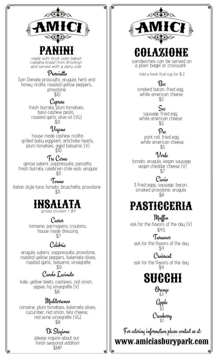 Amici Gelato & Caffe - Asbury Park, NJ menu_pic