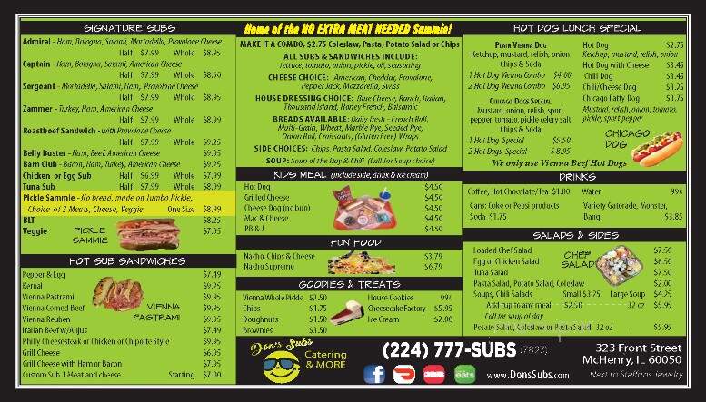 Don's Subs - McHenry, IL menu_pic