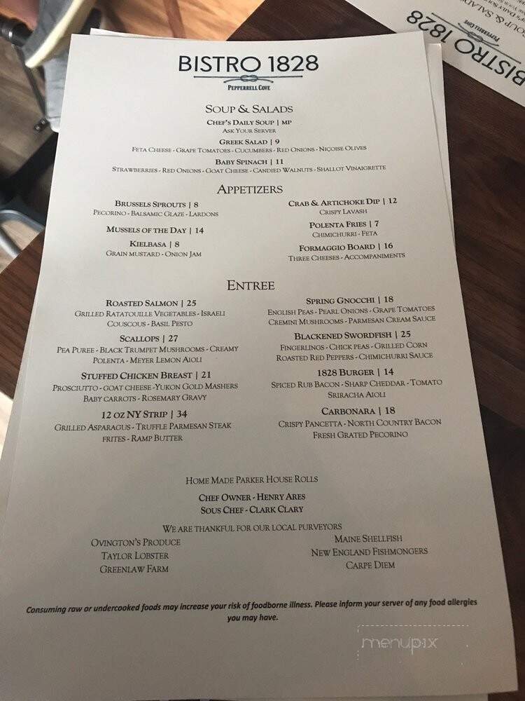 Bistro 1828 at Pepperrell Cove - Kittery Point, ME menu_pic