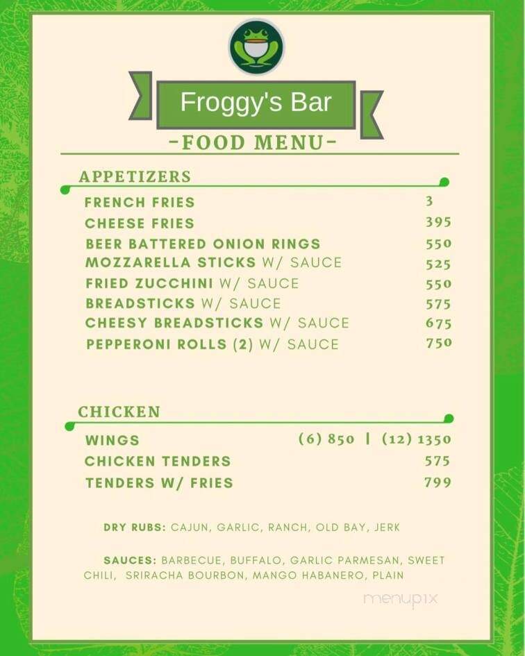 Froggy's Bar - Pittsburgh, PA menu_pic