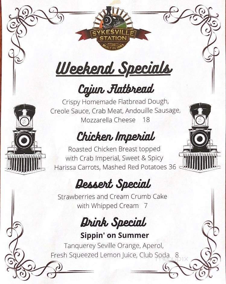 Sykesville Station - Sykesville, MD menu_pic