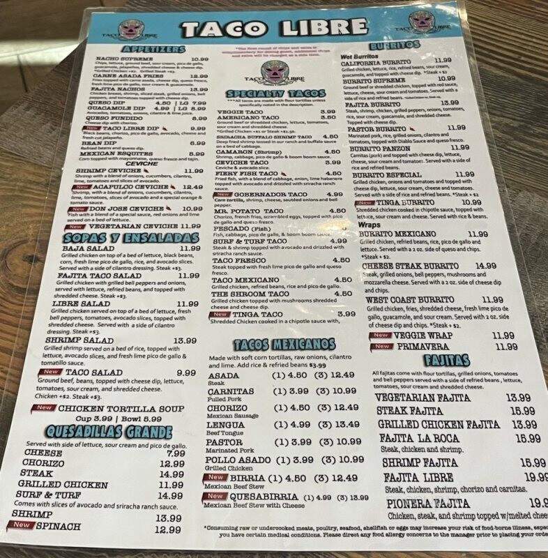 Taco Libre - St. Augustine, FL menu_pic