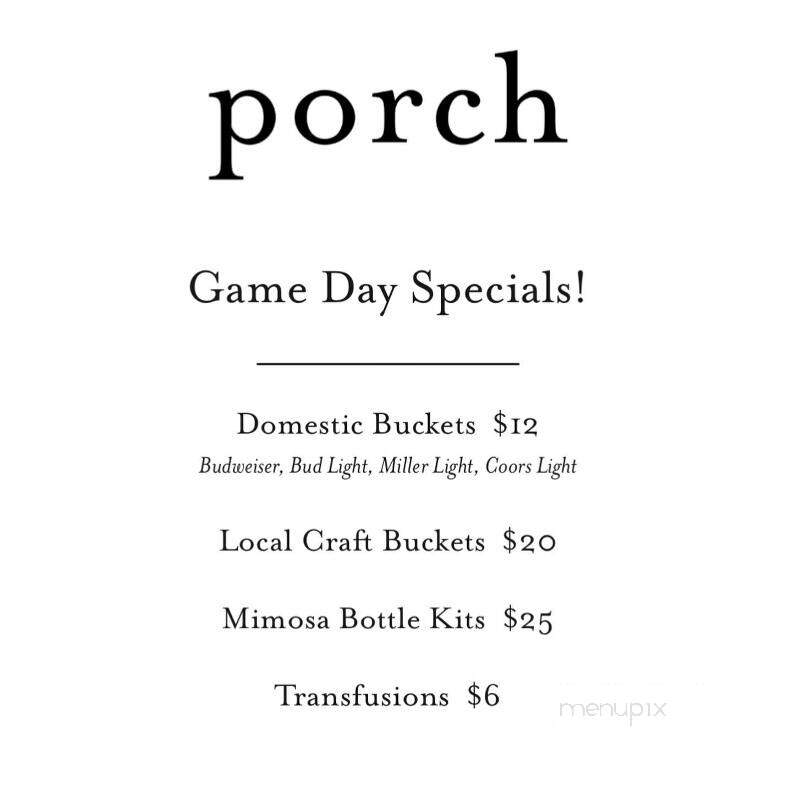 Porch - Mountain Brook, AL menu_pic