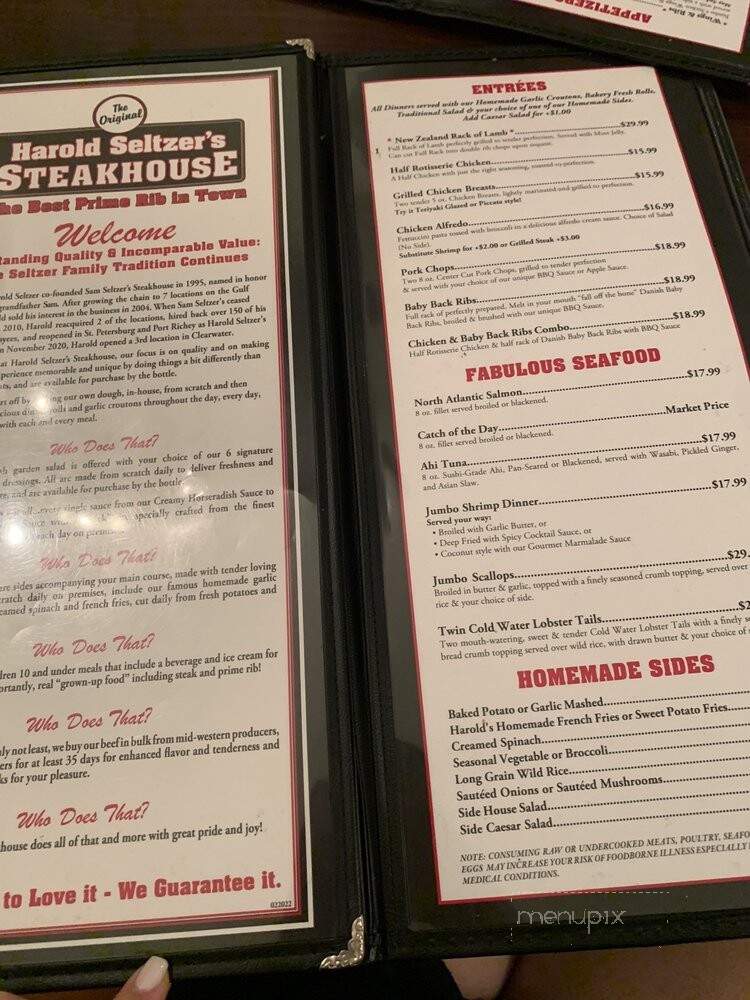 Harold Seltzers Steakhouse - Clearwater, FL menu_pic