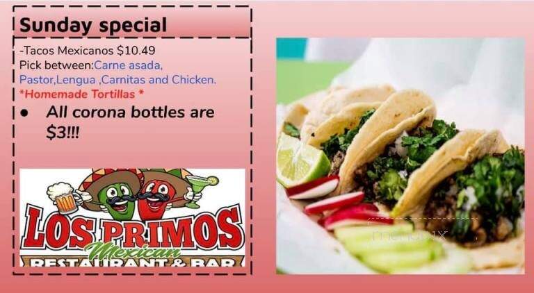 Los Primos Mexican Restaurant - Hampstead, NC menu_pic