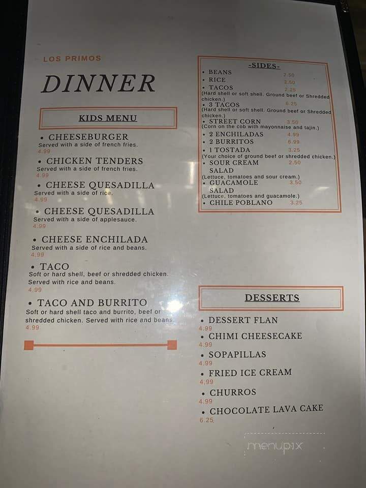 Los Primos Mexican Restaurant - Hampstead, NC menu_pic