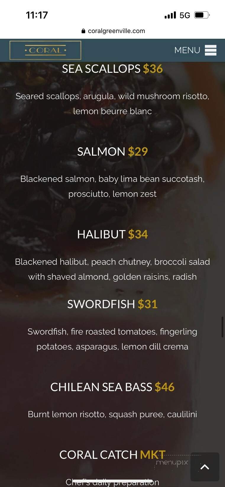 Coral Greenville - Greenville, SC menu_pic